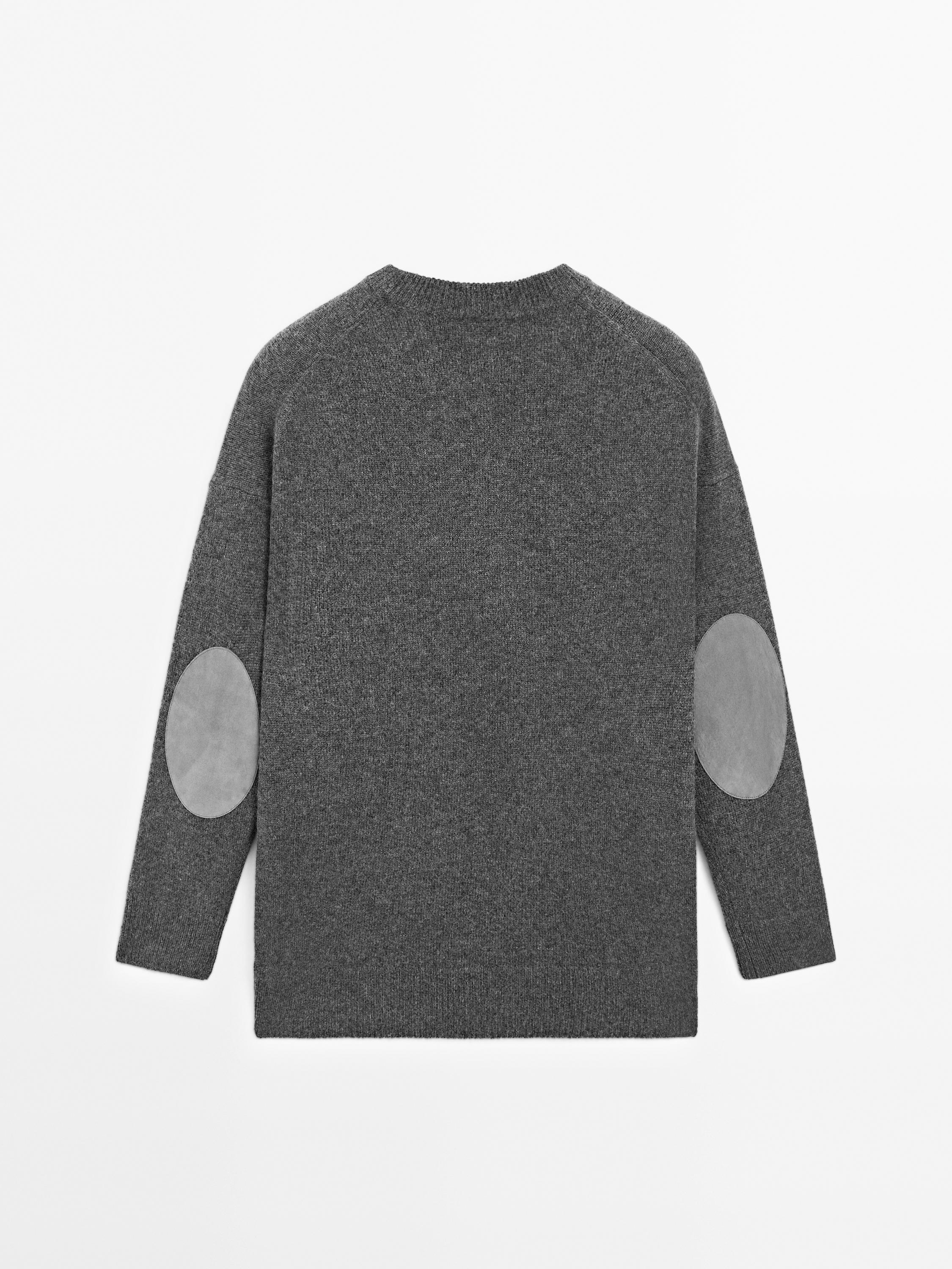 100% cashmere oversize sweater with elbow patches